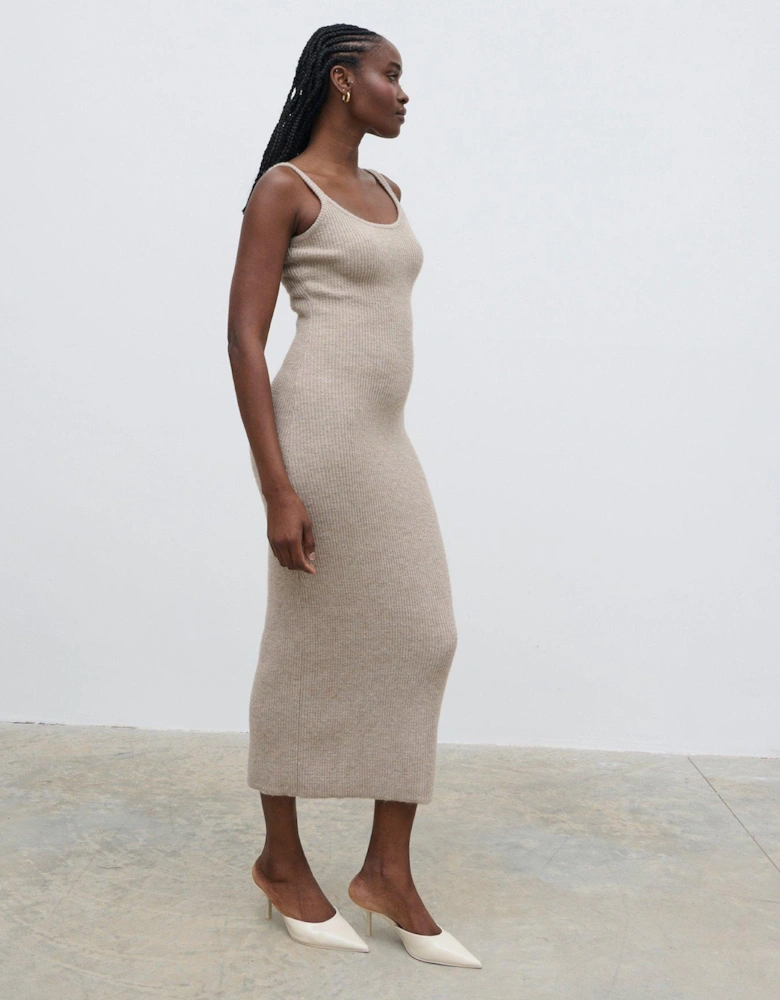 Winnie Strappy Knit Dress - Beige