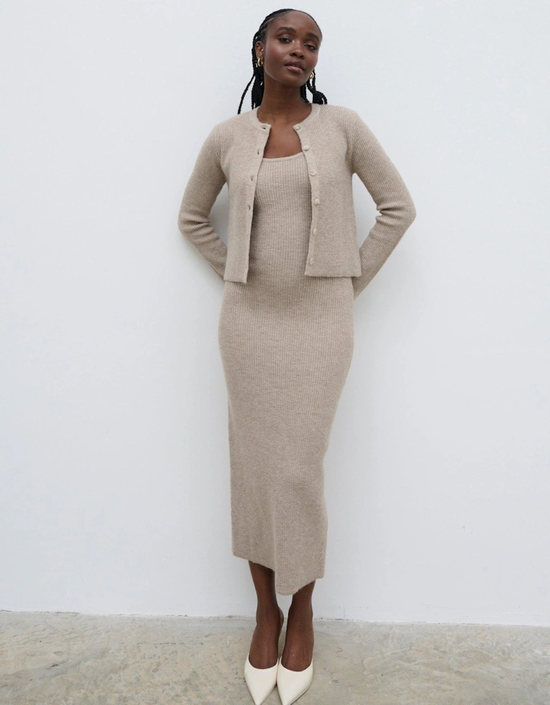 Winnie Strappy Knit Dress - Beige