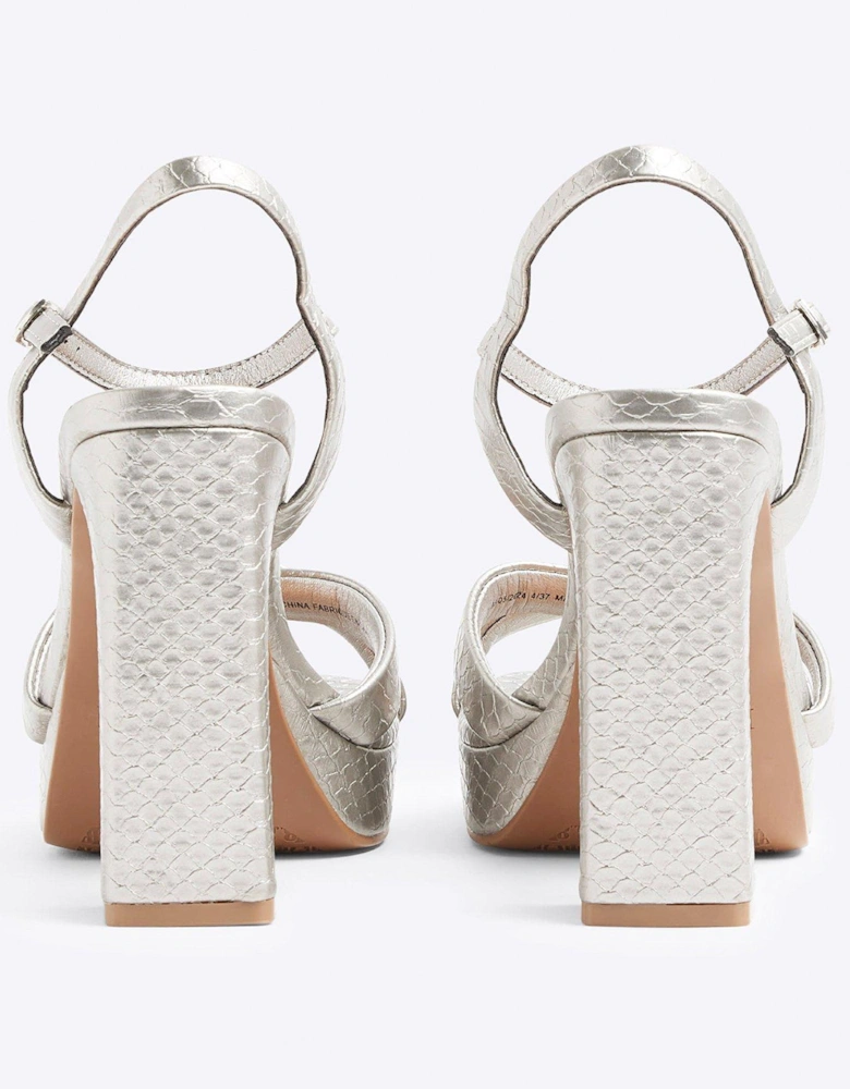 Cross Vamp Platform Sandals - Silver