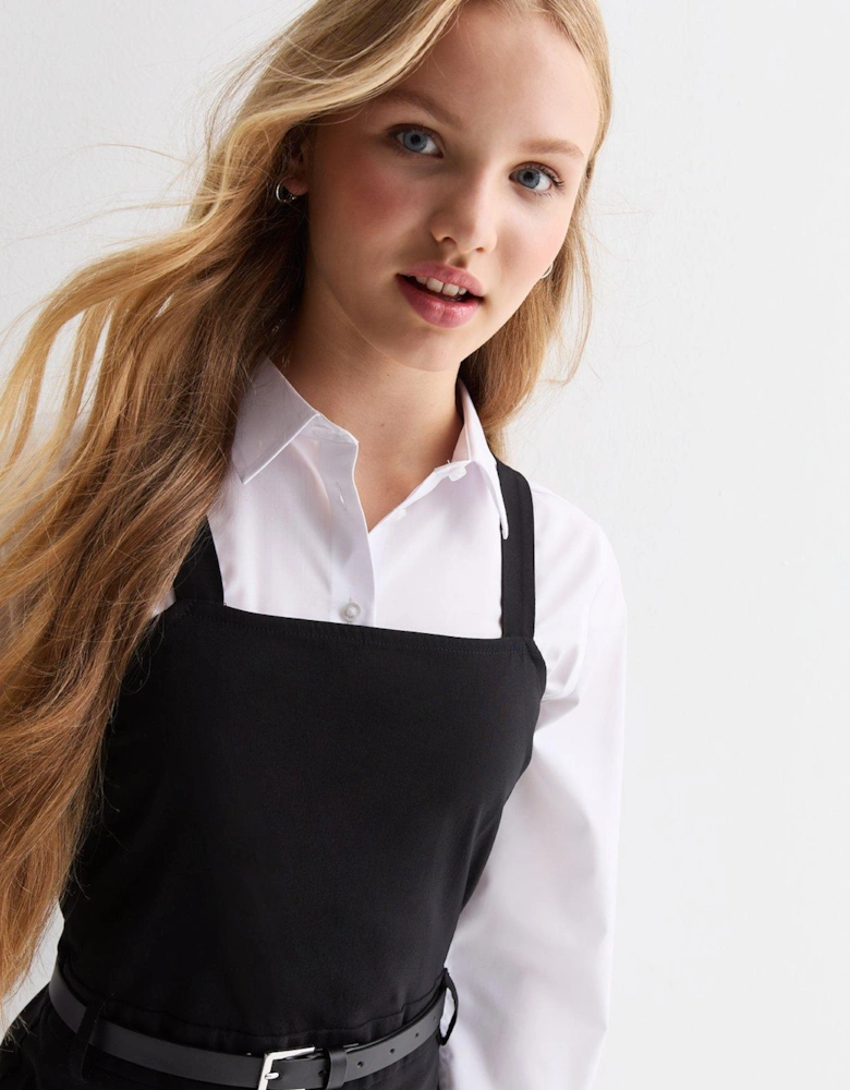 Girls Black Pinafore School Dress