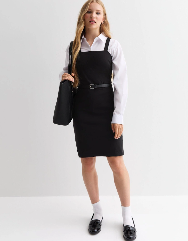 Girls Black Pinafore School Dress