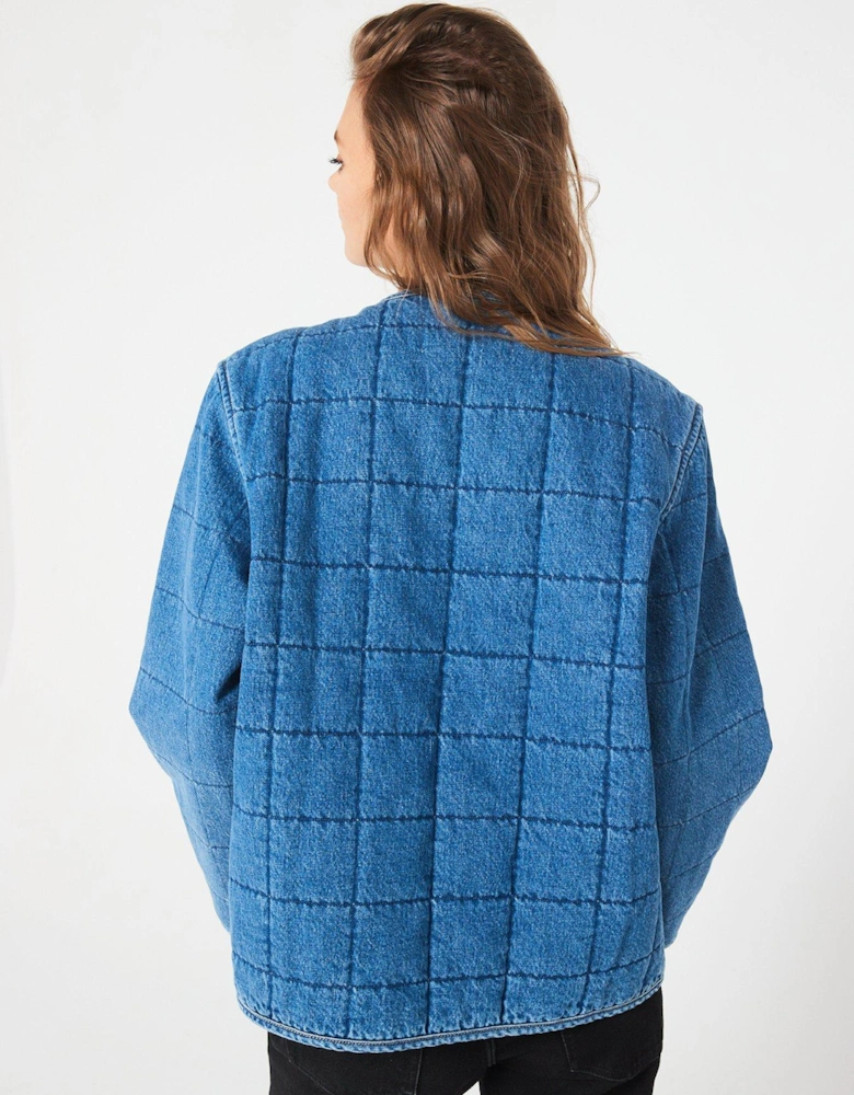 Quilted Denim Jacket - Blue