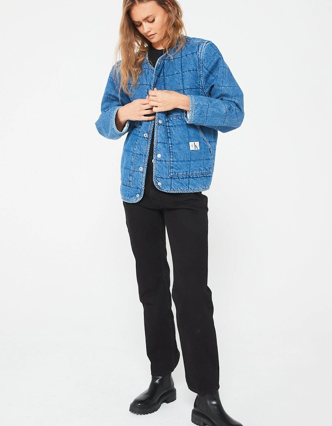 Quilted Denim Jacket - Blue