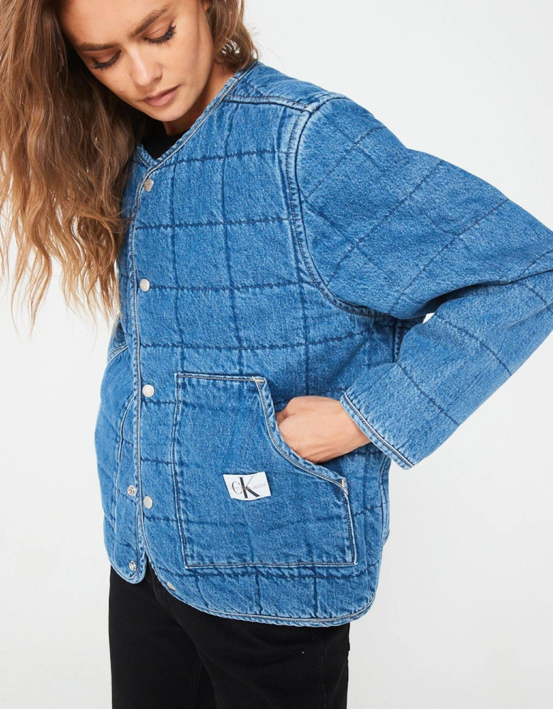 Quilted Denim Jacket - Blue