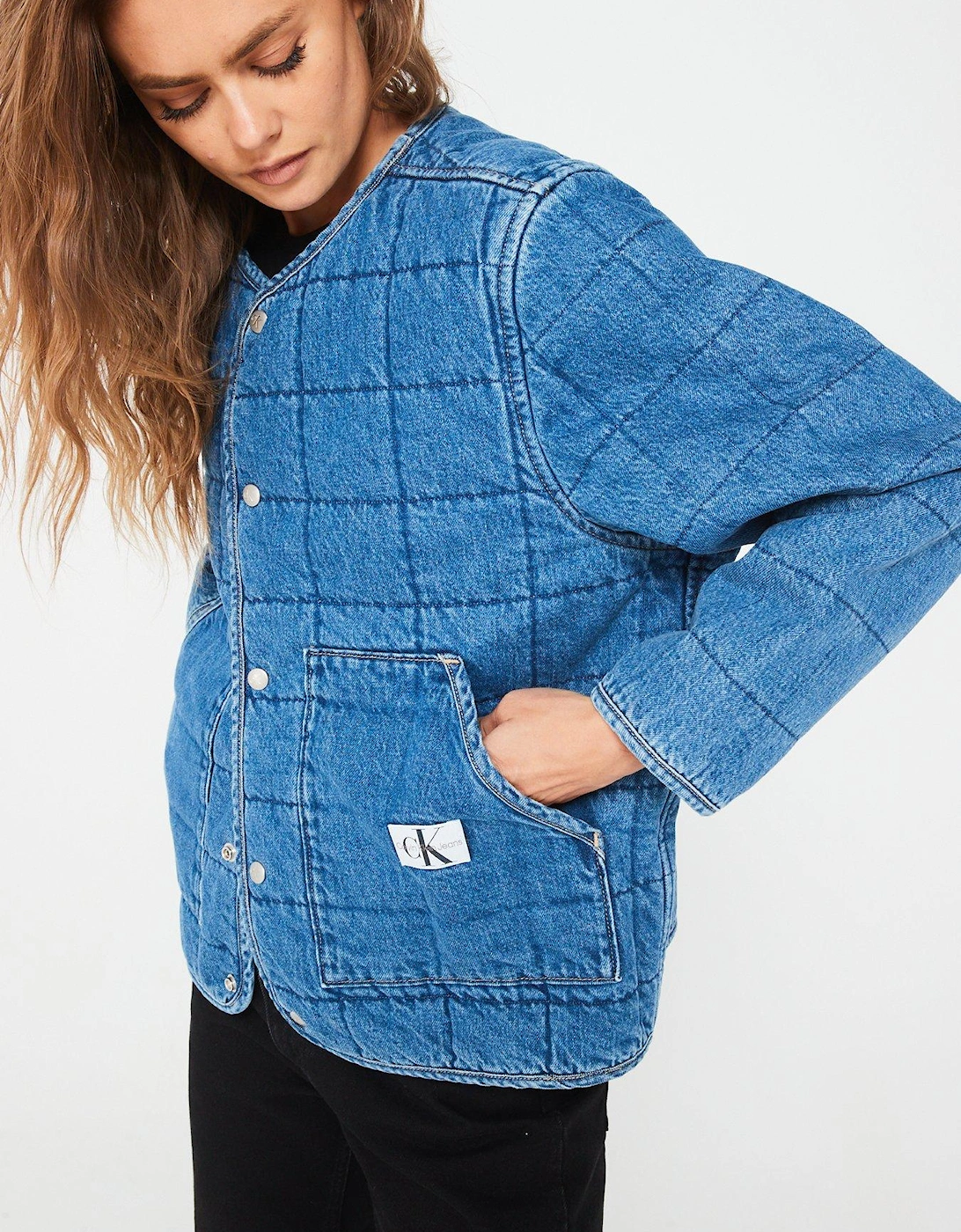 Quilted Denim Jacket - Blue