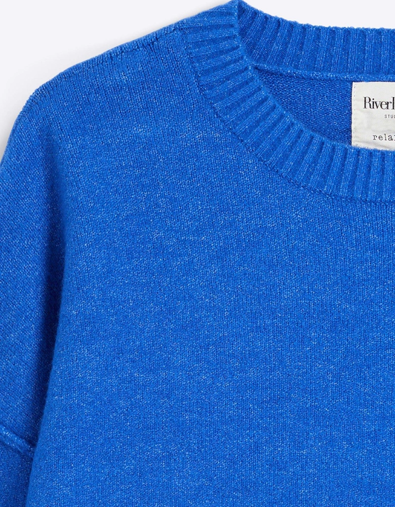 Chunky Cropped Jumper - Bright Blue