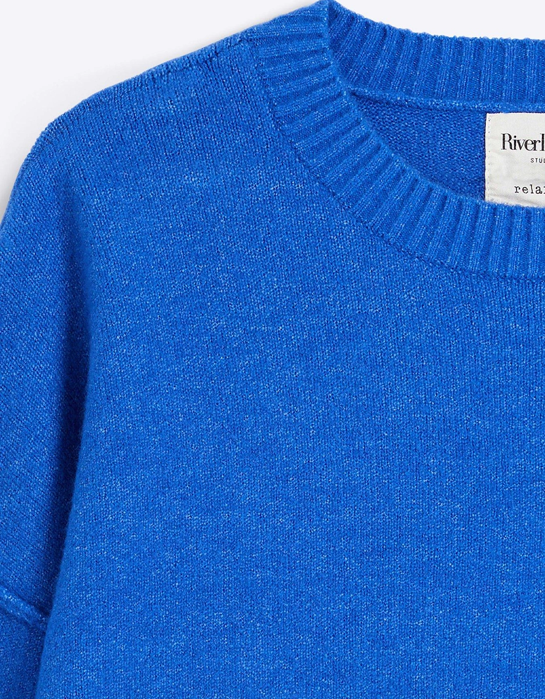 Chunky Cropped Jumper - Bright Blue