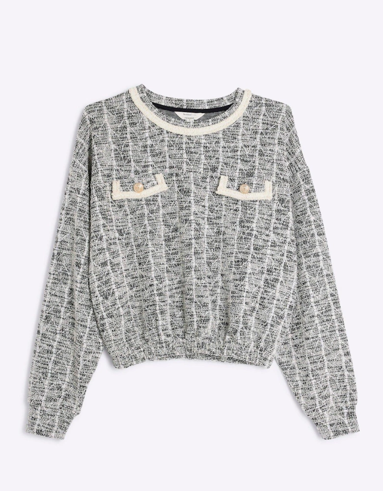 Boucle Button Sweatshirt - Black