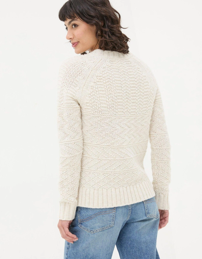 Texture Cable Jumper - White - Cream