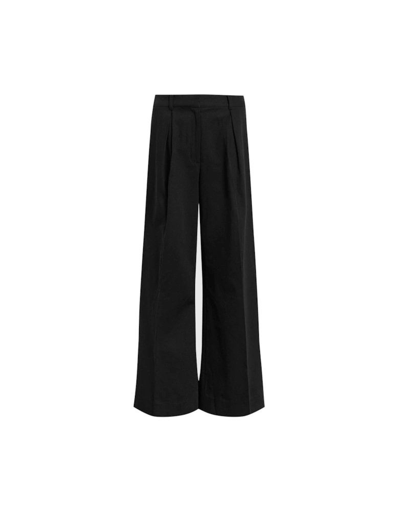 Hally Relaxed Fit Wide Leg Trousers - Black