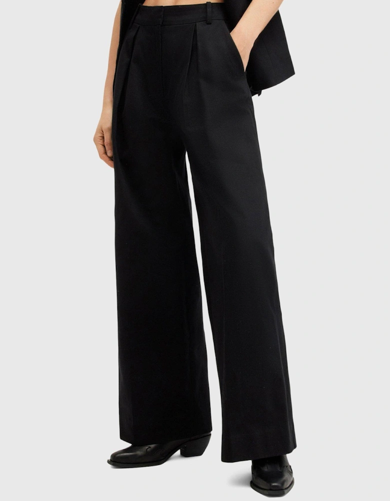 Hally Relaxed Fit Wide Leg Trousers - Black