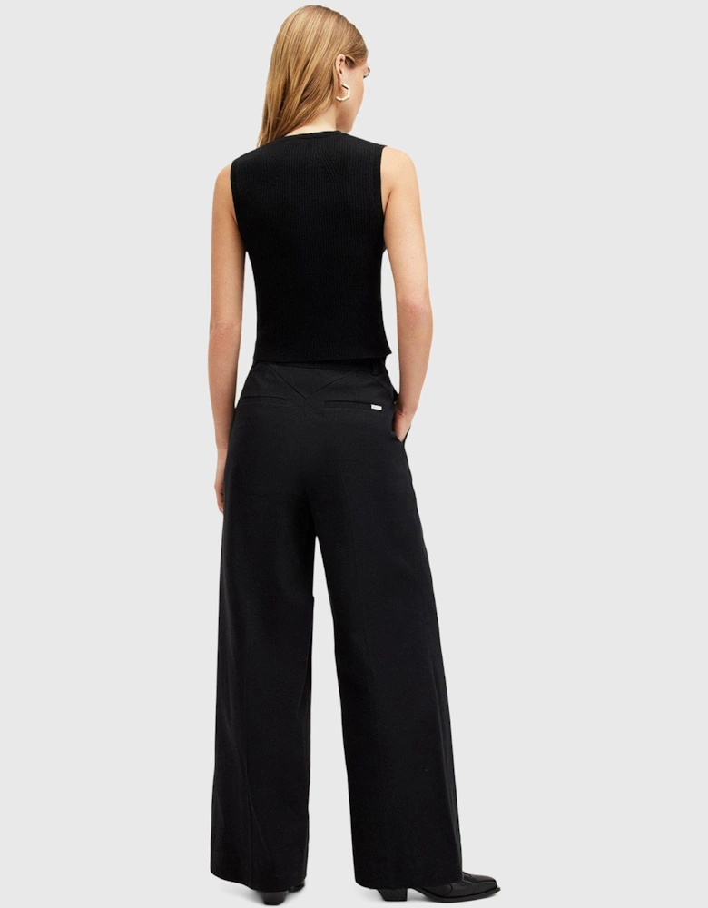 Hally Relaxed Fit Wide Leg Trousers - Black