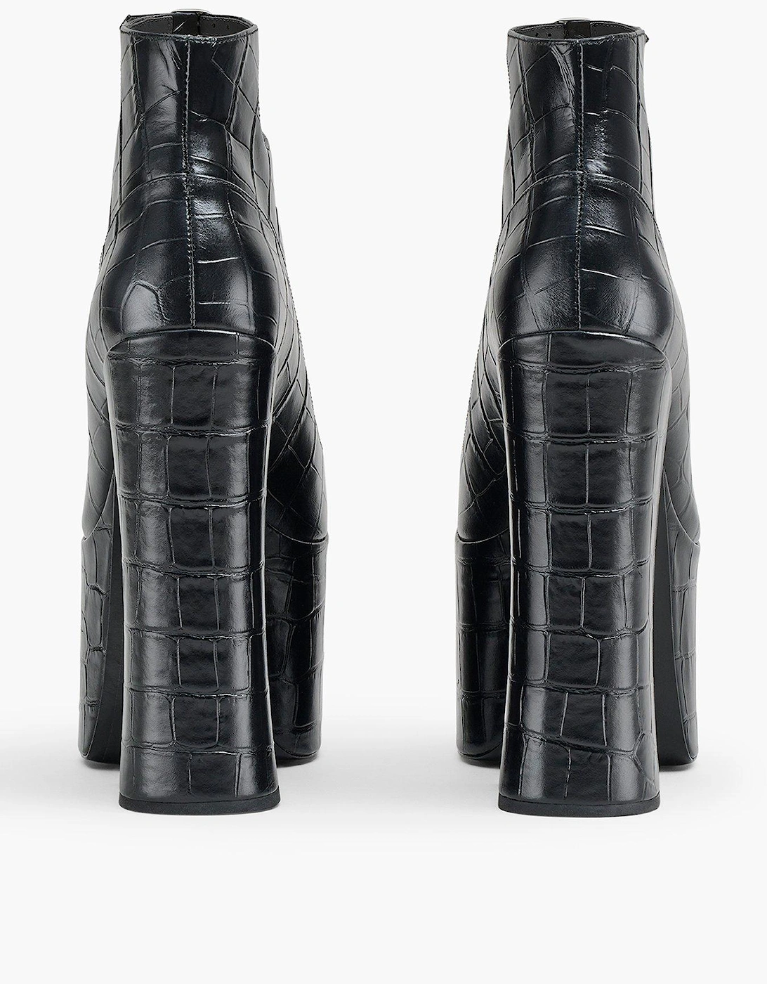 Kiki Croc-Embossed Platform Boots - Black