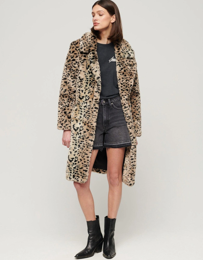 Vintage Long Faux Fur Coat - Multi