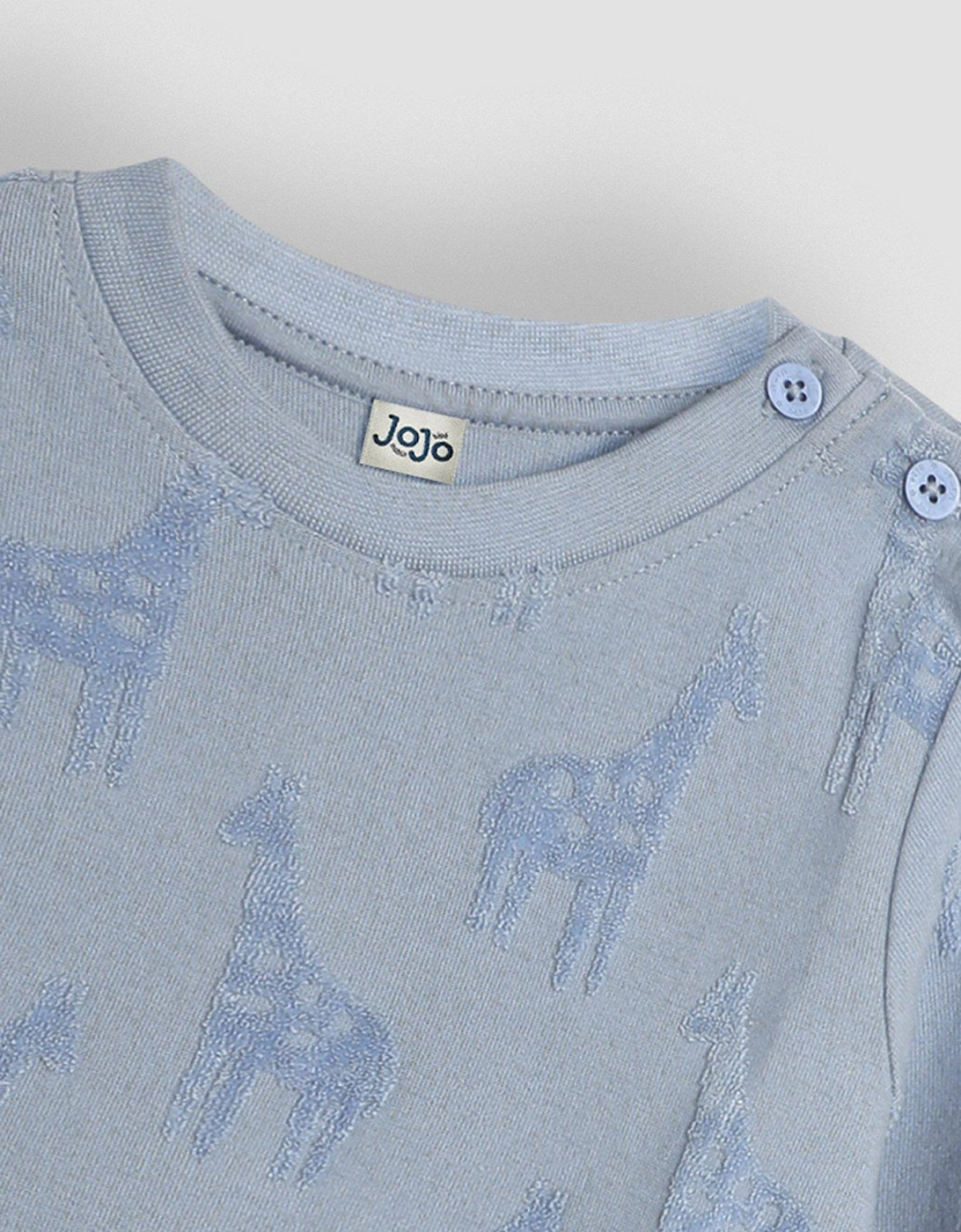 Boys Giraffe Textured Top - Blue