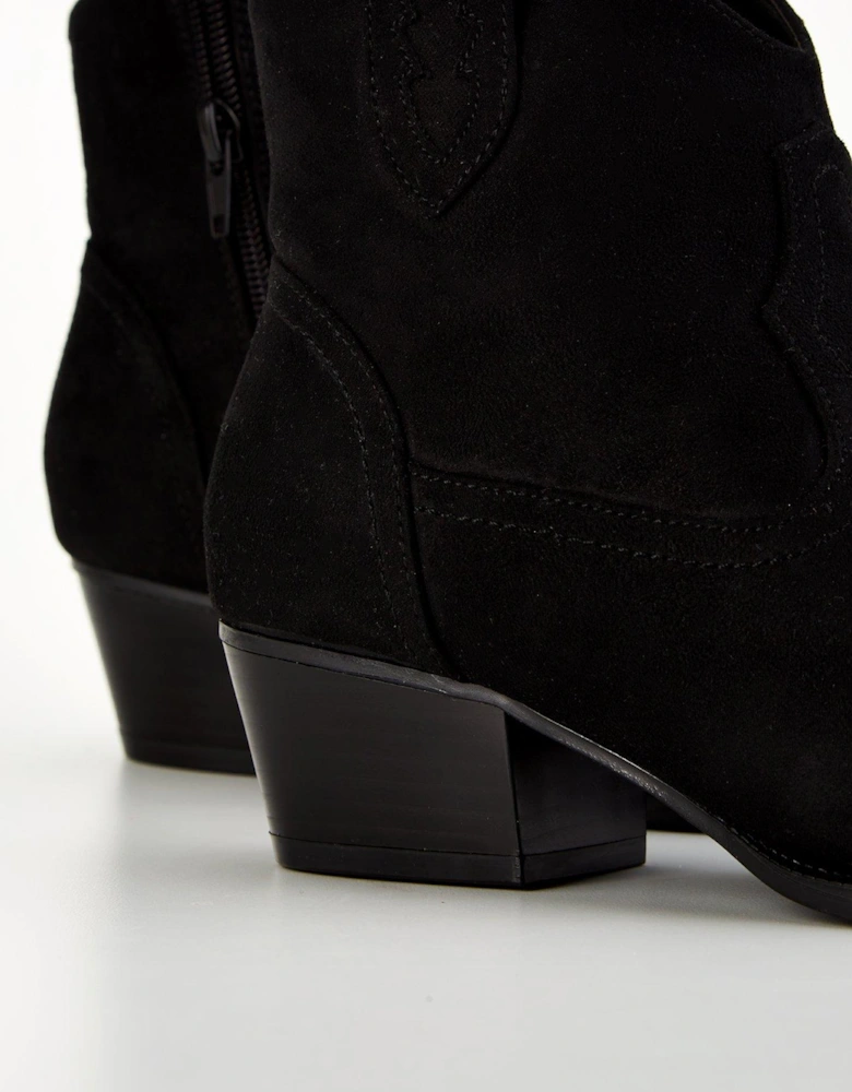 Wide Fit Epp Western Ankle Boot - Black