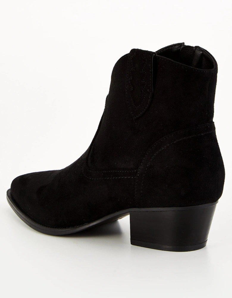 Wide Fit Epp Western Ankle Boot - Black