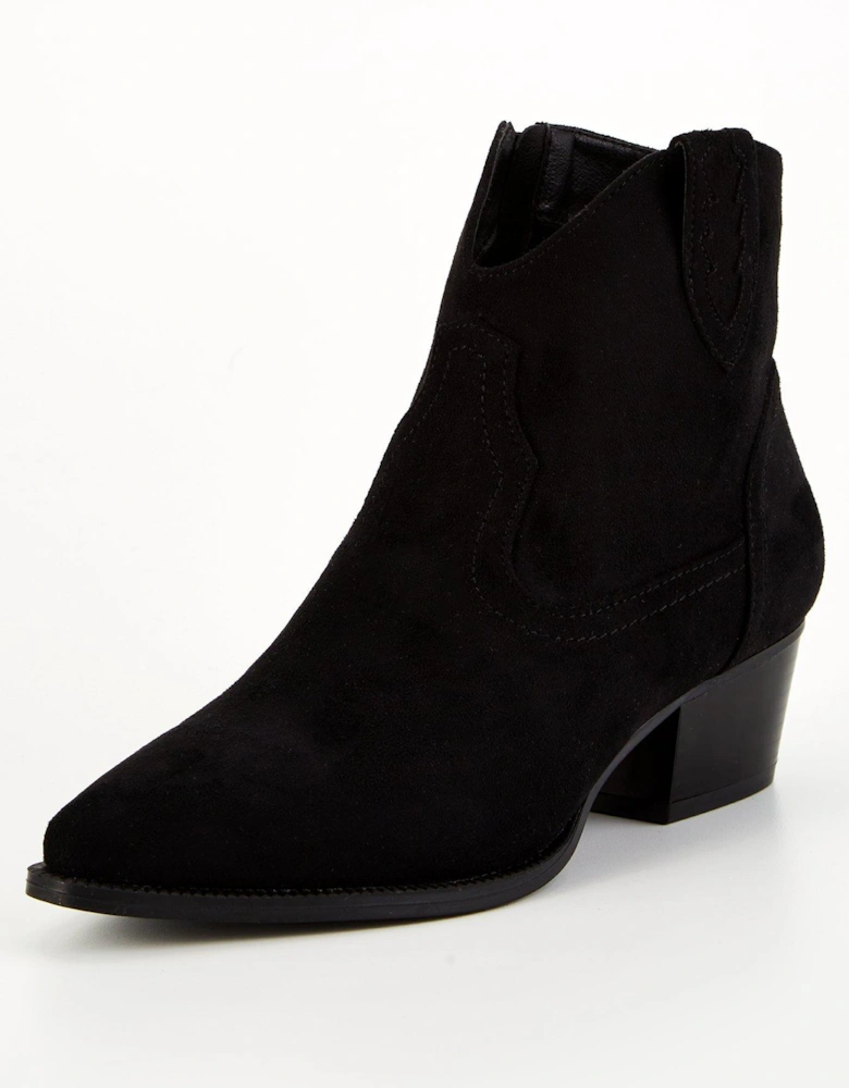 Wide Fit Epp Western Ankle Boot - Black