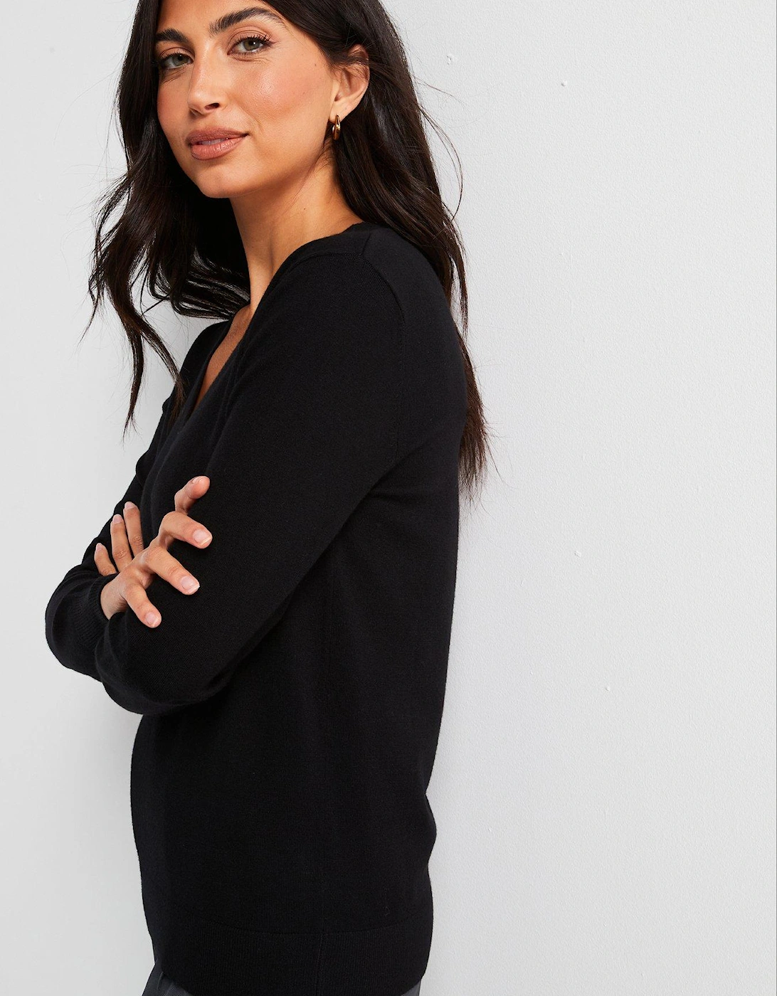 V Neck Jumper - Black