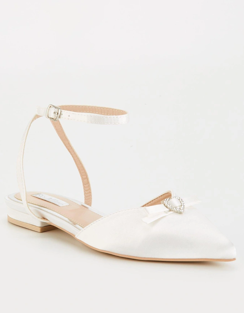 Be Mine Wide Fit Indi Flat Shoe - Ivory Satin