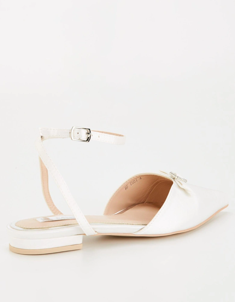 Be Mine Wide Fit Indi Flat Shoe - Ivory Satin