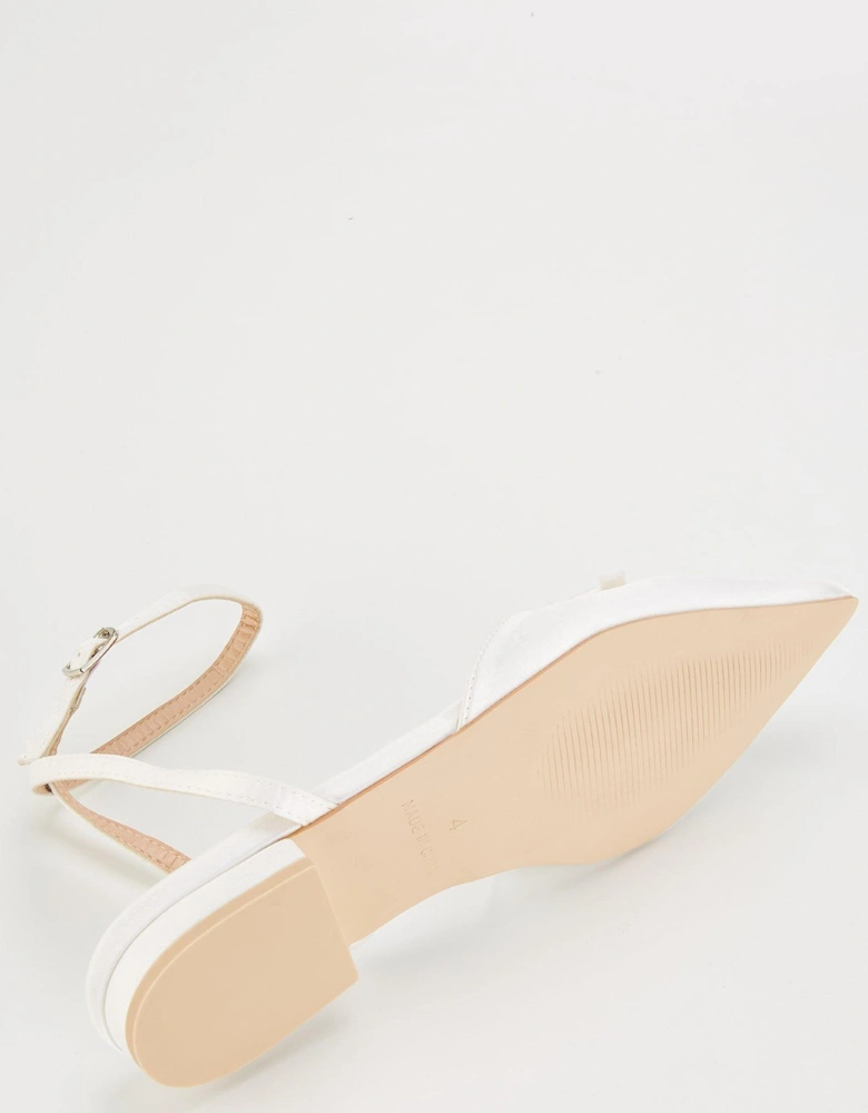 Be Mine Wide Fit Indi Flat Shoe - Ivory Satin