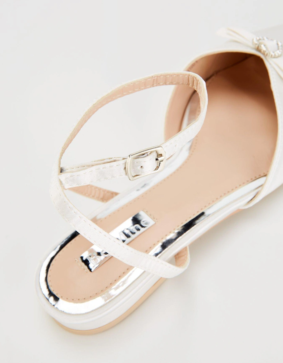 Be Mine Wide Fit Indi Flat Shoe - Ivory Satin