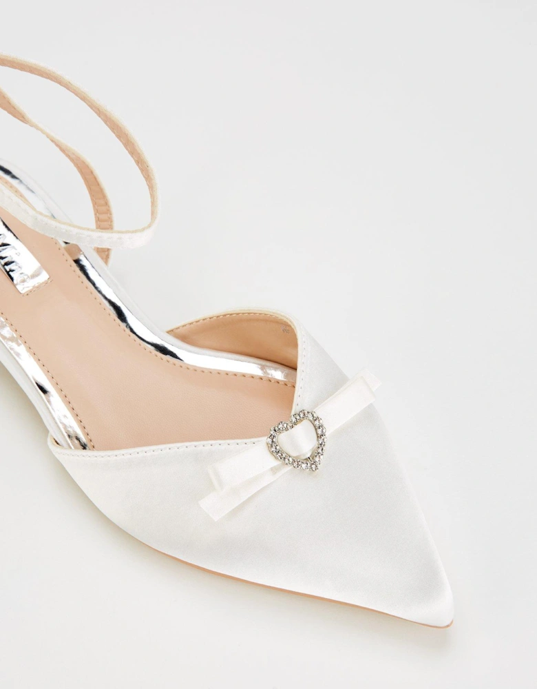 Be Mine Wide Fit Indi Flat Shoe - Ivory Satin