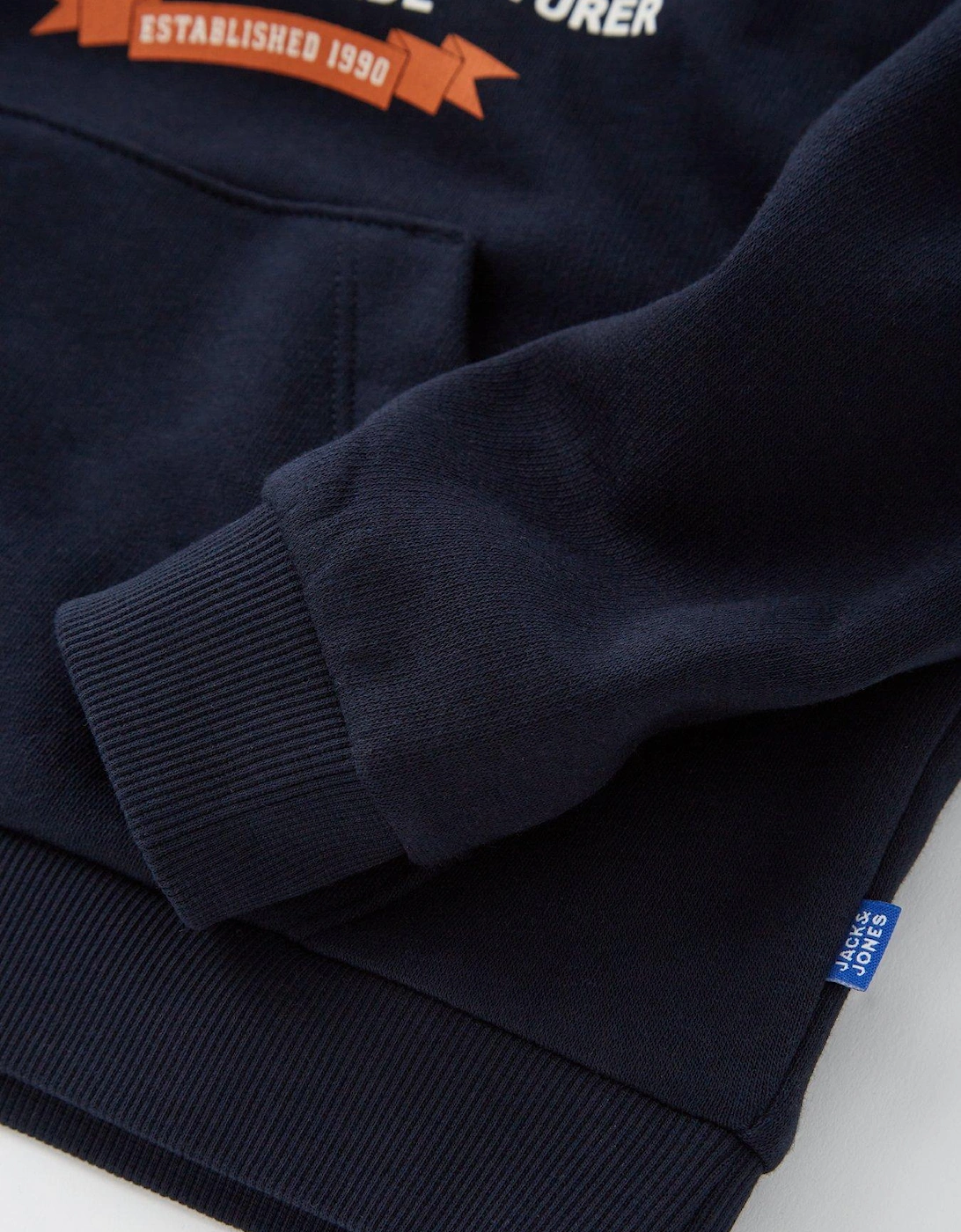 Younger Boys 2 Colour Logo Hoodie - Navy