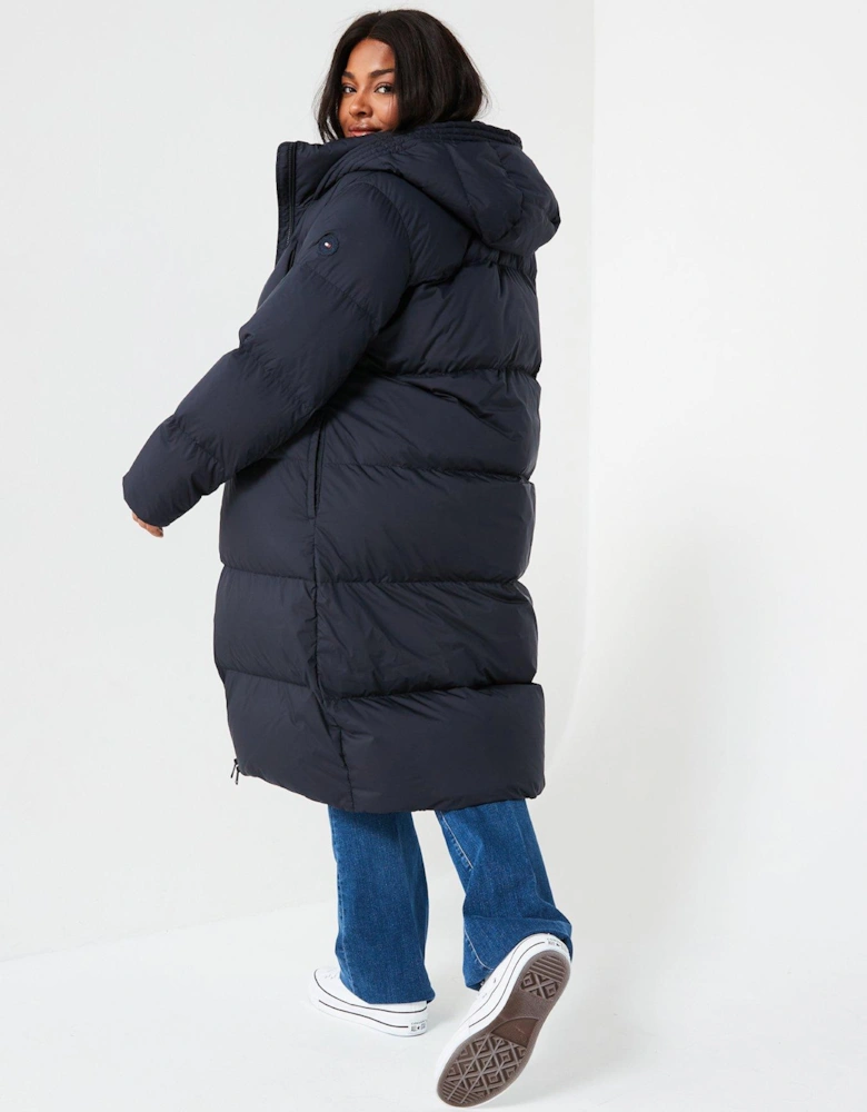 Plus Mid-length Padded Coat - Navy