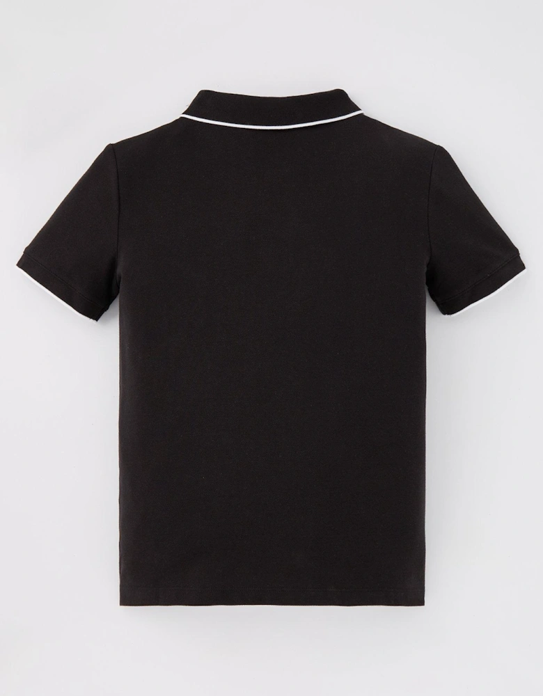 Boys Tipping Regular Short Sleeve Polo Top - Black