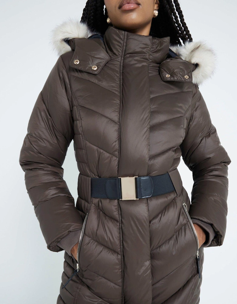 Slim Padded Coat - Dark Brown