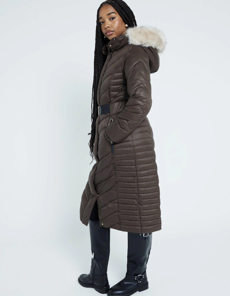 Slim Padded Coat - Dark Brown