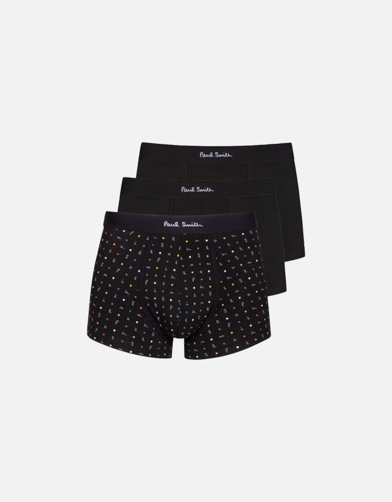 3-Pack Men's Trunks letters/Plain, Black