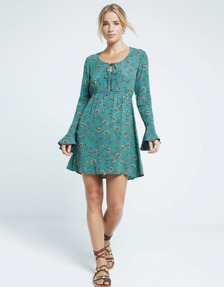 Keyhole Mini Dress - Green