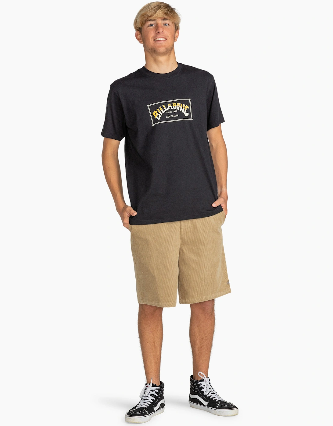 Billabong Men's Billabong Mens Arch Short Sleeve T-Shirt Top Tee Shirt Cotton Graphic Crew Neck - Black