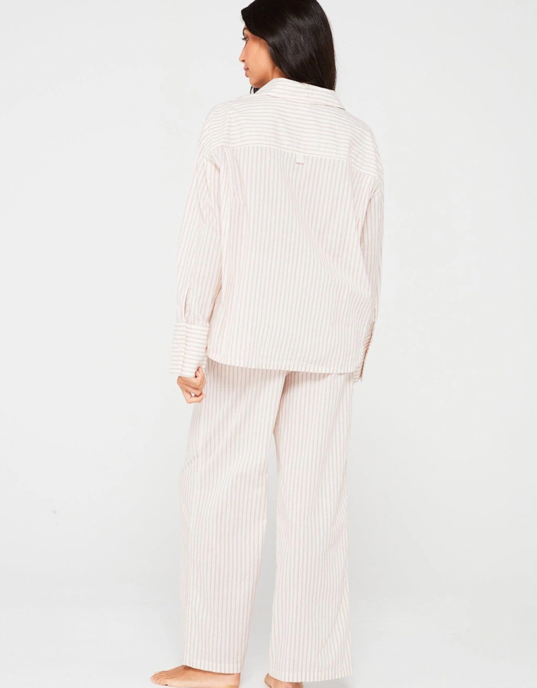 Long Sleeve Button Down Pyjama Set - Cream