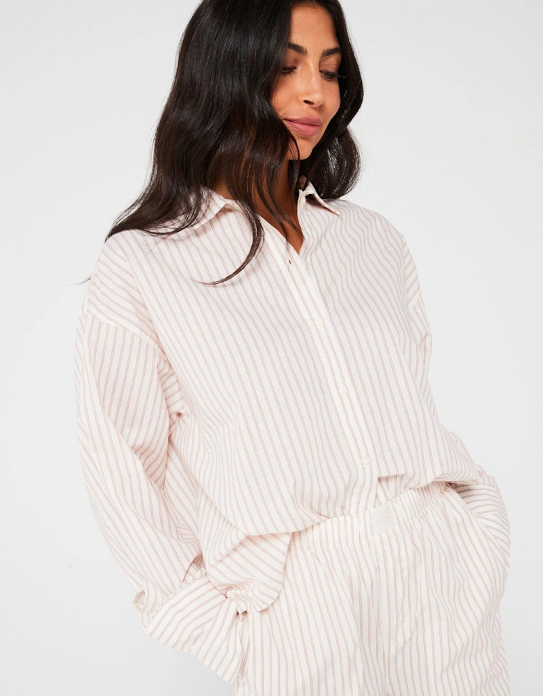 Long Sleeve Button Down Pyjama Set - Cream