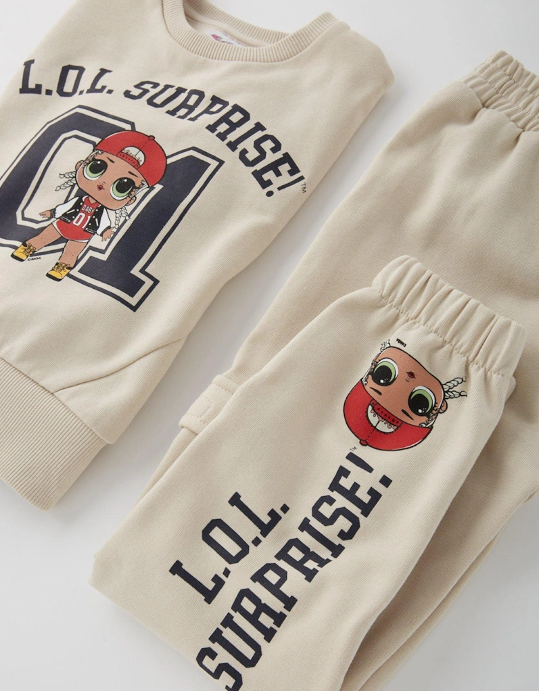 Lol Surprise 2 Piece Varisty Sweat And Jogger Set - Beige