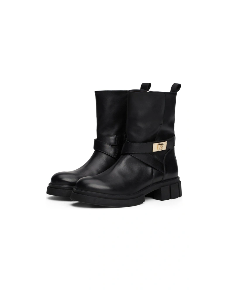 Leather Biker Boots - Black