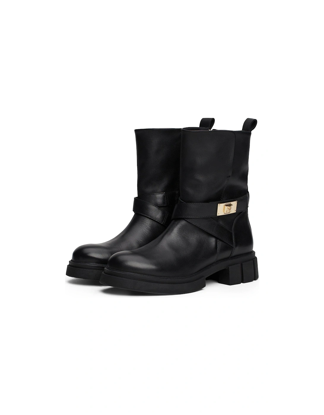 Leather Biker Boots - Black