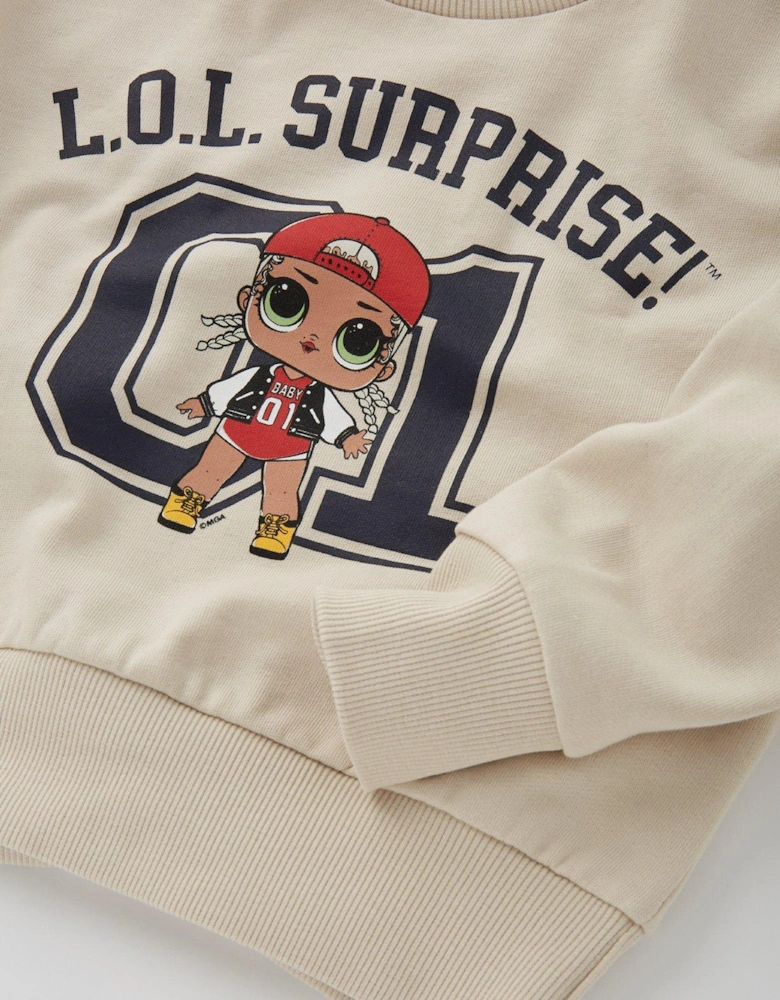 Lol Surprise 2 Piece Varisty Sweat And Jogger Set - Beige