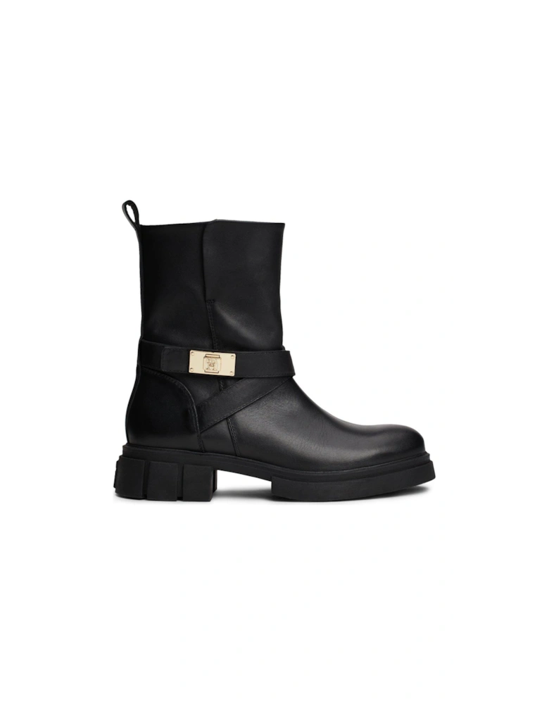 Leather Biker Boots - Black