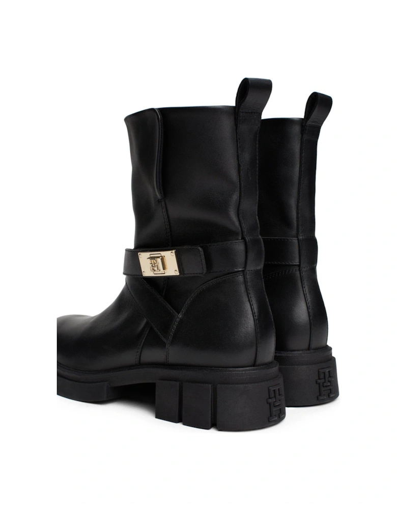 Leather Biker Boots - Black