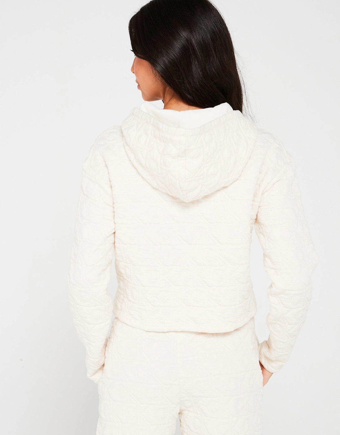 Waffle Monogram Lounge Hoodie - Cream