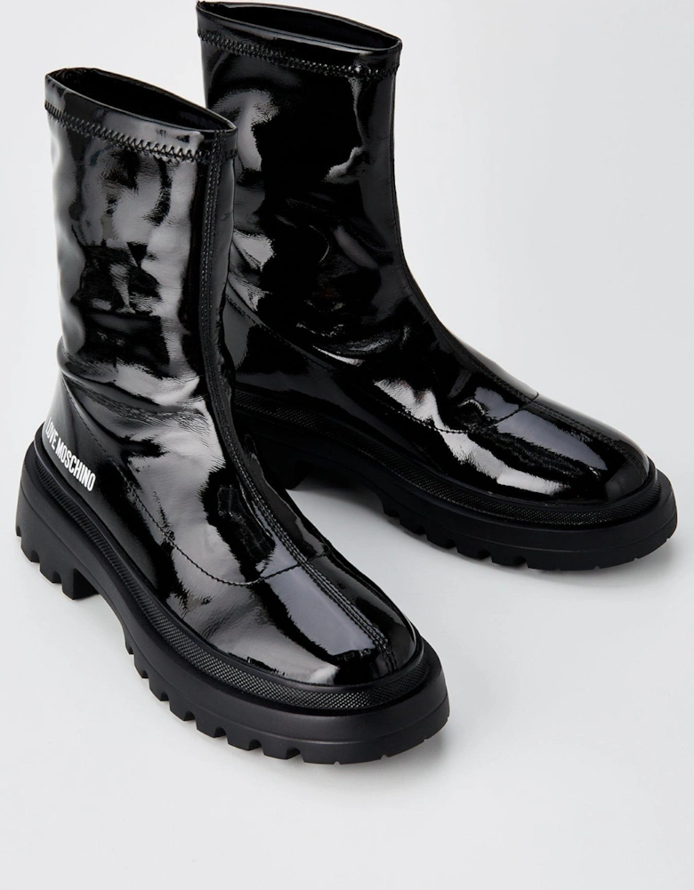 Shiny Logo Boots - Black