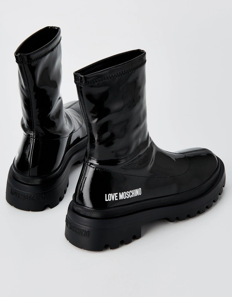 Shiny Logo Boots - Black