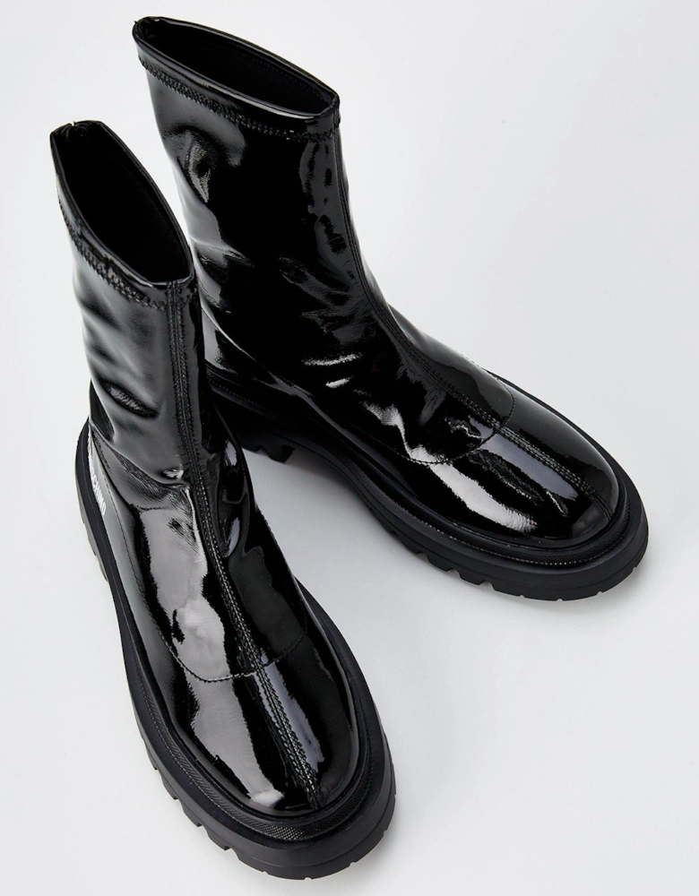 Shiny Logo Boots - Black