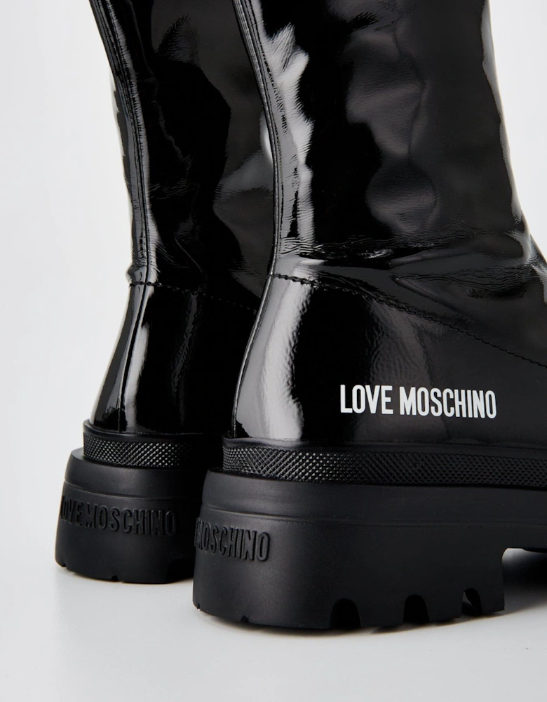 Shiny Logo Boots - Black