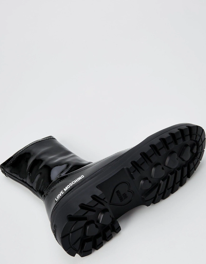 Shiny Logo Boots - Black